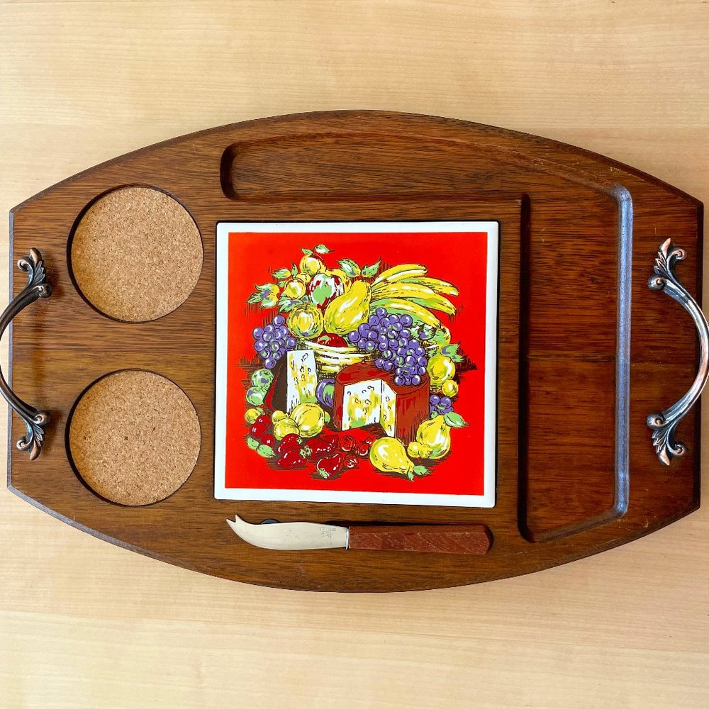 Vintage Wood Cheese and Crackers Board